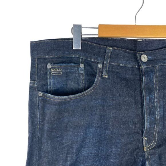 G Star Men's 3301 Straight Blue Dark Wash Lightly Distressed Jeans US 38 X 34 - Picture 4 of 16